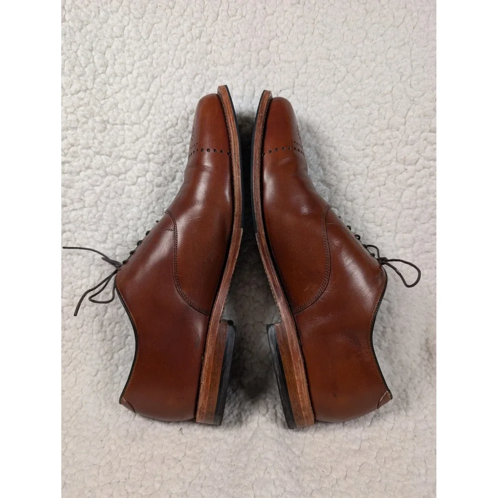 Allen Edmonds Dryden Brown Leather Medallion Cap Toe Oxford Shoes Mens 12 D 1842